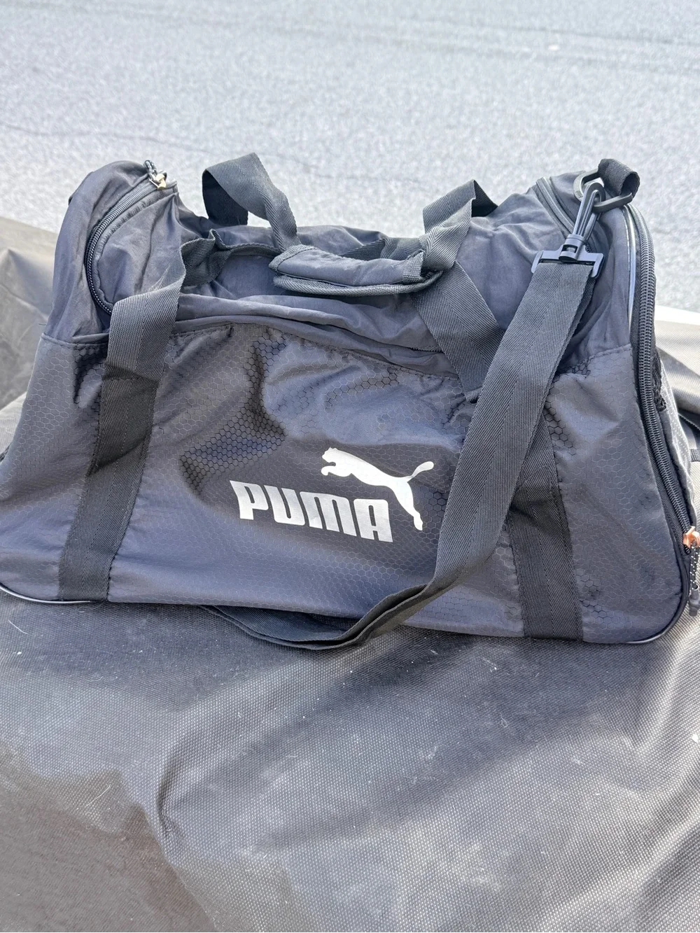 PUMA Black Duffel Bag with White Logo